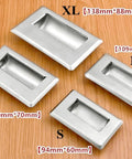 Slick Stainless Steel Hidden Recessed Pull Handles For Doors Drawers Cabinets And Sliding Doors Square Flush Concealed Hardware XL and other sizes.