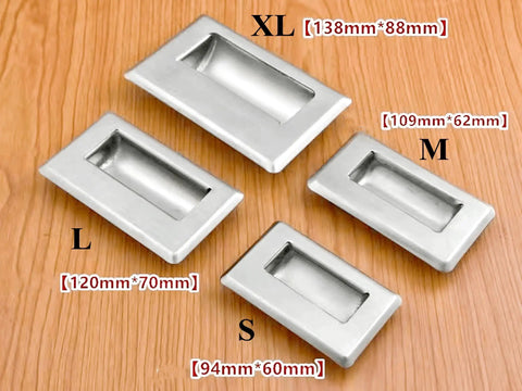 Slick Stainless Steel Hidden Recessed Pull Handles For Doors Drawers Cabinets And Sliding Doors Square Flush Concealed Hardware XL and other sizes.