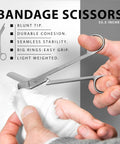 Must Have Premium 7 Piece Silver Diagnostic Kit bandage scissors cutting cloth, ergonomic grip, close-up