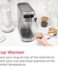 Straight Up Solid Steam Espresso Maker And Coffee Brewer With Handy Milk Frother And Cup Warmer 20 Bar Pressure build with cup warmer feature.