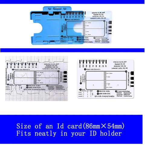 Triple Pack ECG 7 Step Ruler Set For ECG EKG Interpretation with Transparent Plastic Calipers, Portable EKG Card Reference
