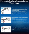 Instruction steps for 23 Piece Pneumatic Brake Caliper Wind Back Tool Kit With 22 Adapters, showing installation and use diagrams.