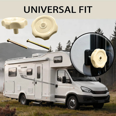 Brown One Half Inch Shaft RV Window Knob Set Two And One Quarter Inch Diameter Plastic Camper Window Latch Knobs Interior Hardware Replacement For H718 Durable Easy Install Two Pack With Anti Rust Screws, universal fit