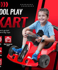 Child riding Red Electric Go Kart Drift Ride On Toy For Kids And Adults, 24V 7Ah Battery, Adjustable Seat, Easy Steering