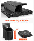 Grab And Go Portable Camping Toilet Kit With Pop Up Privacy Tent showing folding structure and dimensions