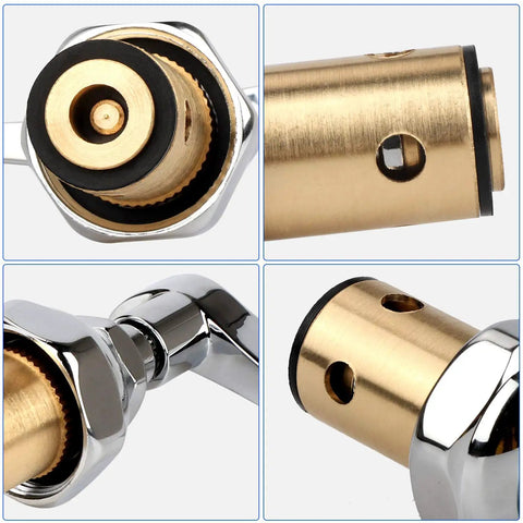 Replacement Brass Hydraulic Control Spindle Cartridge For Faucets Hot And Cold, Wall Mount Kitchen Bath DIY Upgrade, Universal Fit For Most Valves, Includes Handle For Easy Install.