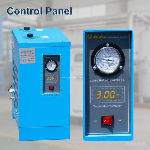 Control panel of Industrial Refrigerated Air Dryer With R134a Cooling For Air Compressors 35 CFM 0.58 KW 110V 60Hz Removes Moisture Oil And Contaminants Ideal For Your Workshop Garage And Pneumatic Tools