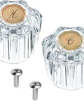 Four Pack Crystal Clear Acrylic Shower Knob Replacement Handles For Delta Delex Peerless Bath And Bathtub Faucets With D Stem Valves Easy Install Repair Kit Includes Mounting Screws For Hot Cold Water Fixups clear acrylic knob set with screws