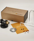 Industrial Modern Bathroom Wall Sconces With Clear Glass Tubes, 2 Light Vanity Lighting components next to packaging