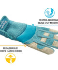 Women's Hybrid Work And Garden Gloves With Water-Resistant HydraHyde Leather Medium Size showing blue color and breathable material