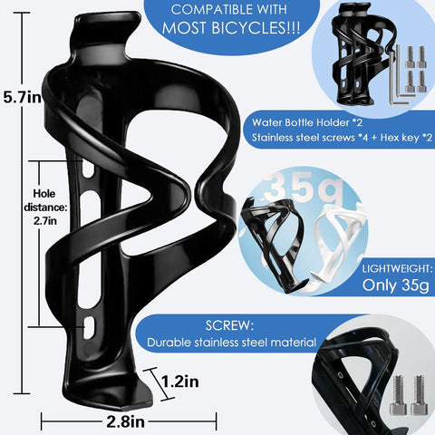 Two Pack Bike Water Bottle Holders For Road And Mountain Bikes Universal Bottle Cage Set With Rust Proof Stainless Steel Screws And Tool Easy To Install