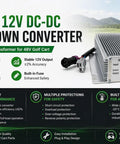 Heavy Duty 48V To 12V Dc Dc Converter Step Down Voltage Reducer With Built In Fuse, compact design for golf cart power management.
