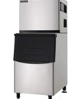 Commercial Ice Maker Cranking Out Five Hundred Pounds Daily With Roomy Storage Tub All Stainless Steel Build.
