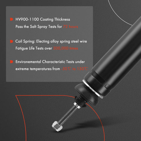 Close-up of Rear Shocks For Honda Civic 2006 To 2011 And Acura CSX 2006 To 2011 2 Pack Replacement Suspension Shock Absorbers.