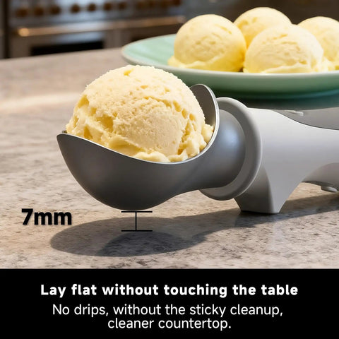 Rechargeable Heated Ice Cream Scoop With On Off Safety Lock Switch Dual Temp Warming Modes Ergonomic Handle Electric Kitchen Tool For Gelato Frozen Yogurt Sorbet And More on countertop with ice cream scoop