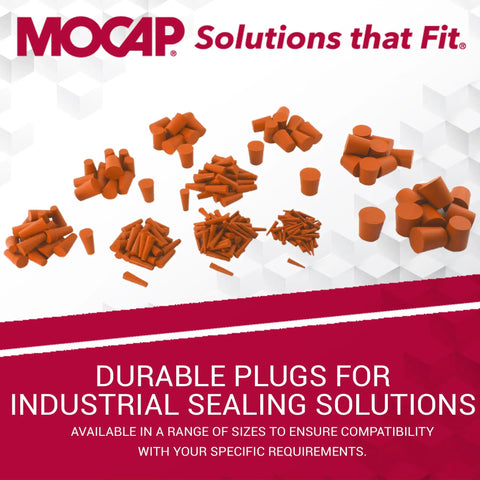 Orange Silicone Tapered Hole Plugs Pack of 50 Nonstick Rubber Seals displayed on white surface, various sizes visible.