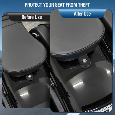 Before and after using Lock Up Your Ride With Badass Heavy Duty Motorcycle Fender Tab Covers And 1 4-20 Seat Bolt Security Screws.