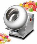 Heavy Duty Candy Coating Machine And Sugar Ball Coater Built Different Stainless Steel Workhorse With Timer Controlled Constant Temperature Dryer For Food And Pharma Lines 110V with colorful candies.