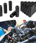 Heavy Duty 20 Pack Black Forged Aluminum Wheel Lug Nuts M12x1.5 Tuner Style Conical Seat 60 Degree Hub Screws Ultra Lightweight Upgrade, black lug nuts and engine bay installation