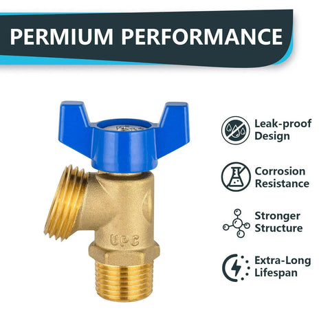 Two Pack Brass Boiler Drain Valve Three Quarter Inch MIP to Three Quarter Inch MHT Plumbing Fitting Blue For Boiler and External Water Service