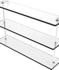 RC-5/22 22 Inch Triple Tier Glass Shelf Matte White With Solid Brass Build, 3/8 Inch Tempered Glass, Concealed Mounting Hardware