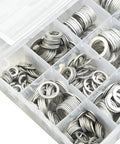Ultimate 450Piece Aluminum Oil Drain Gasket Kit With 18 Sizes From 6mm To 24mm For Any Vehicle Maintenance Job And Superior Wear Resistant Seals You Can Trust, assorted washers in organizer box