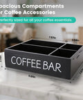 Wooden Coffee Bar Organizer With Four Compartments And Removable Dividers For Home And Office Kitchen Station on marble countertop