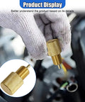 Rock Solid Brake Proportioning Valve Bleeder Tool Gold Finish held in hand, showcasing aluminum material and compact size.