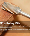Close-up of a rotary bit from 20 Piece HSS Titanium Coated Wood Carving Router Bit Set For DIY Woodworking And Engraving on wood