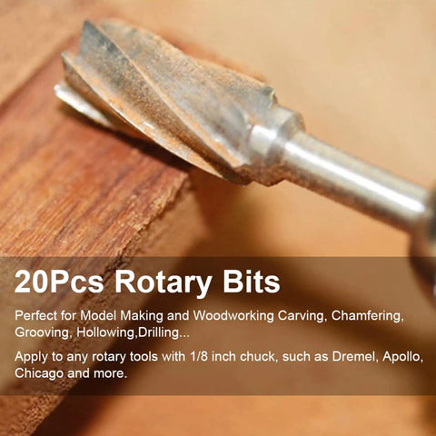 Close-up of a rotary bit from 20 Piece HSS Titanium Coated Wood Carving Router Bit Set For DIY Woodworking And Engraving on wood