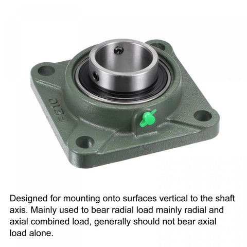 Flange Block Bearing UCF210 50mm Bore Cast Iron Housing with Set Screw Lock, Chrome Steel Insert