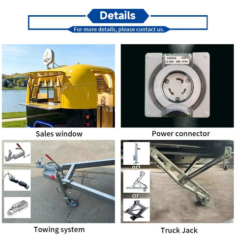 Turnkey Commercial Food Truck For High Volume Burger Stands And Mobile Catering Trailer with sales window and power connector.
