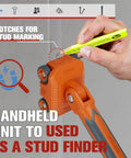 Hand using Powerful Magnetic Wire Puller For Electrical Wiring With Rare Earth Magnets And Stainless Steel Leader as stud finder