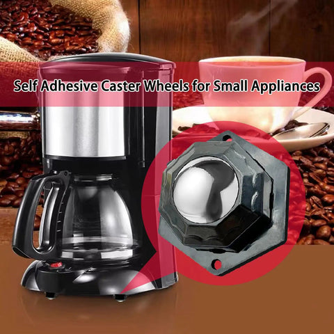 Ready To Roll Self Adhesive Mini Caster Wheels For Small Appliances Silent Glide Easy Peel And Stick Low Profile Matte Black Pack Of Four Pieces No Mess Guarantee on coffee maker.