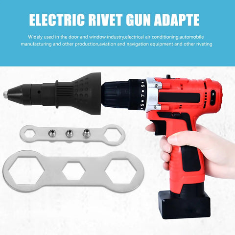 Cool Galpada Cordless Drill Rivet Adapter Kit With Plastic Body For Auto DIY And Metal Work, Low Noise Electric Riveting Tool To Make Drilling Faster And Easier On Cars Or Projects. black drill rivet adapter with wrenches
