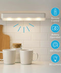 Ultra Thin 0.6 Inch Under Cabinet Lights 4 Pack With 8.5 Inch Battery Powered LEDs and Remotes installed in kitchen