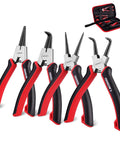 Heavy Duty Snap Ring Pliers Set 4 Piece 7 Inch Circlip Pliers Kit With Internal And External Pliers Straight And Bent Jaws for Auto Repair and DIY