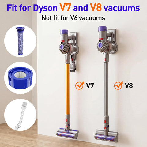 Six Pack Vacuum Filter Replacement Kit For V7 And V8 Cordless Vacuum Cleaners with filters and brush shown