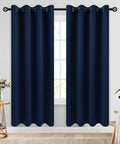 Grommet Blackout Curtains Set Of 2 Navy Blue 52 By 72 Inches Each Panel Thick Polyester Light Blocking Thermal Drapes installed