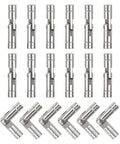 Concealed Barrel Hinge Set For DIY Keepsake Boxes And Cabinets, 18Pcs, 25x5mm, Invisible Copper Barrel Hinges With Folding Support, Silver Finish