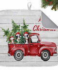 Must Have Farmhouse Christmas Dish Drying Mat With Cows And Red Truck Design For Kitchen Counter Snowflake Wood Grain Holiday Pad Ultra Absorbent Microfiber Machine Washable 16 By 18 Inches featuring festive design