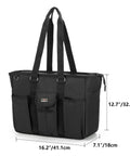 Black Workhorse Nurse Bag With 15.6 Inch Laptop Sleeve Fold Flat Bottom Pad For Safe Gear Large Main Compartment Many Pockets.