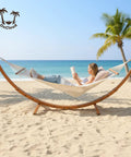 Wood Arc Hammock Stand With Double Hammock For Outdoor Use Natural Wooden Frame Supports Up To 330 Lbs 14 Feet Long