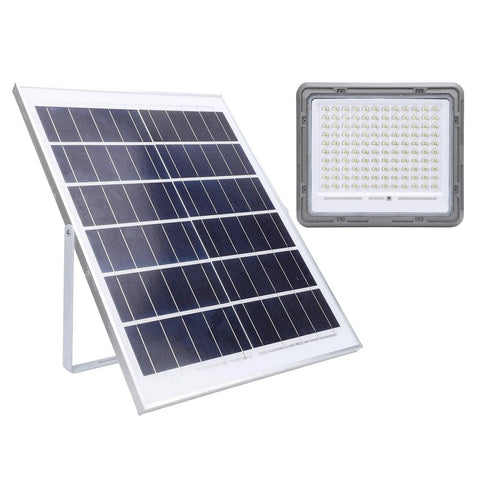 Mingzhe Solar Flood Light 400W with monocrystalline panel and LED bulb, showcasing solar technology for outdoor lighting.