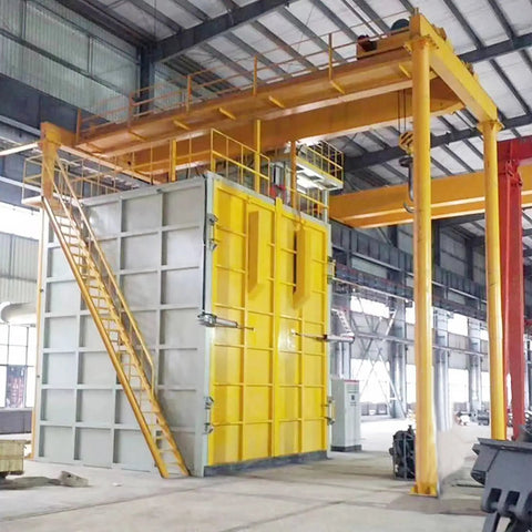 Hook Type Shot Blasting Machine For Hardware Components Finishing Wrench Bodies Hammer Heads And Plier Frames In Industrial Manufacturing Plants Heavy Duty Surface Cleaning Precise Efficient Abrasive Blasting, yellow steel unit