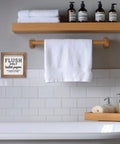 Do Not Flush Sign for Bathroom 6x6 Inch Wooden Frame Flush Only Toilet Paper Sign for Business or RV Restroom Guest Toilet Wall Decor Ideal