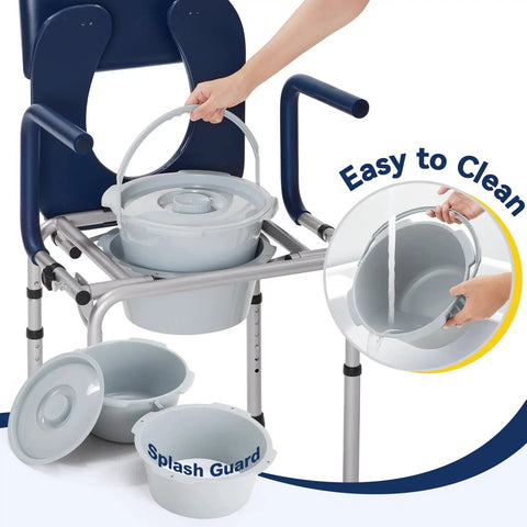 Easy As Pie Bedside Commode Chair For Seniors With Push Down Arms And 3 In 1 Raised Toilet Seat, Wheelchair Friendly Transfer Plus Fsa Hsa Approved For Big Time Home Comfort
