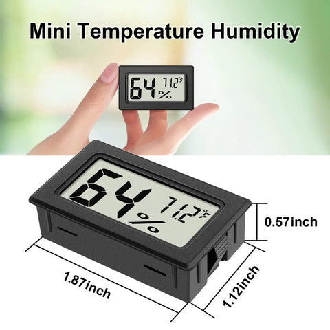6 Pack Mini Digital Hygrometer And Thermometer Combo For Home Fridge And Reptile Tanks With Built In Probe Fahrenheit Readings Easy Read Humidity Gauge And Temp Monitor Compact Indoor Climate Meter, black