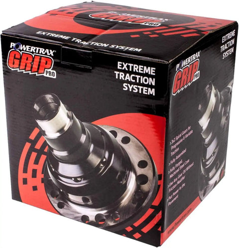 Grip Pro Limited Slip Differential Carrier box for GM 10.5 Inch 14-Bolt Axles, 30 Spline, 4.10 Gears. Box showing extreme traction system.