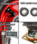 Features of Dead Simple Heavy Duty Vacuum Air Caster Wheels: inflatable port, 6004 double bearings, 6mm thickened bracket, dust ring design.